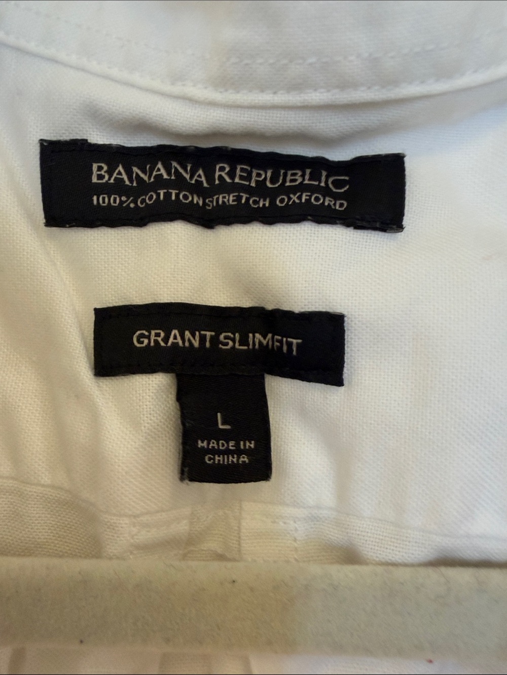 Banana Republic White Grant Slim Fit Oxford Shirt - Label View
